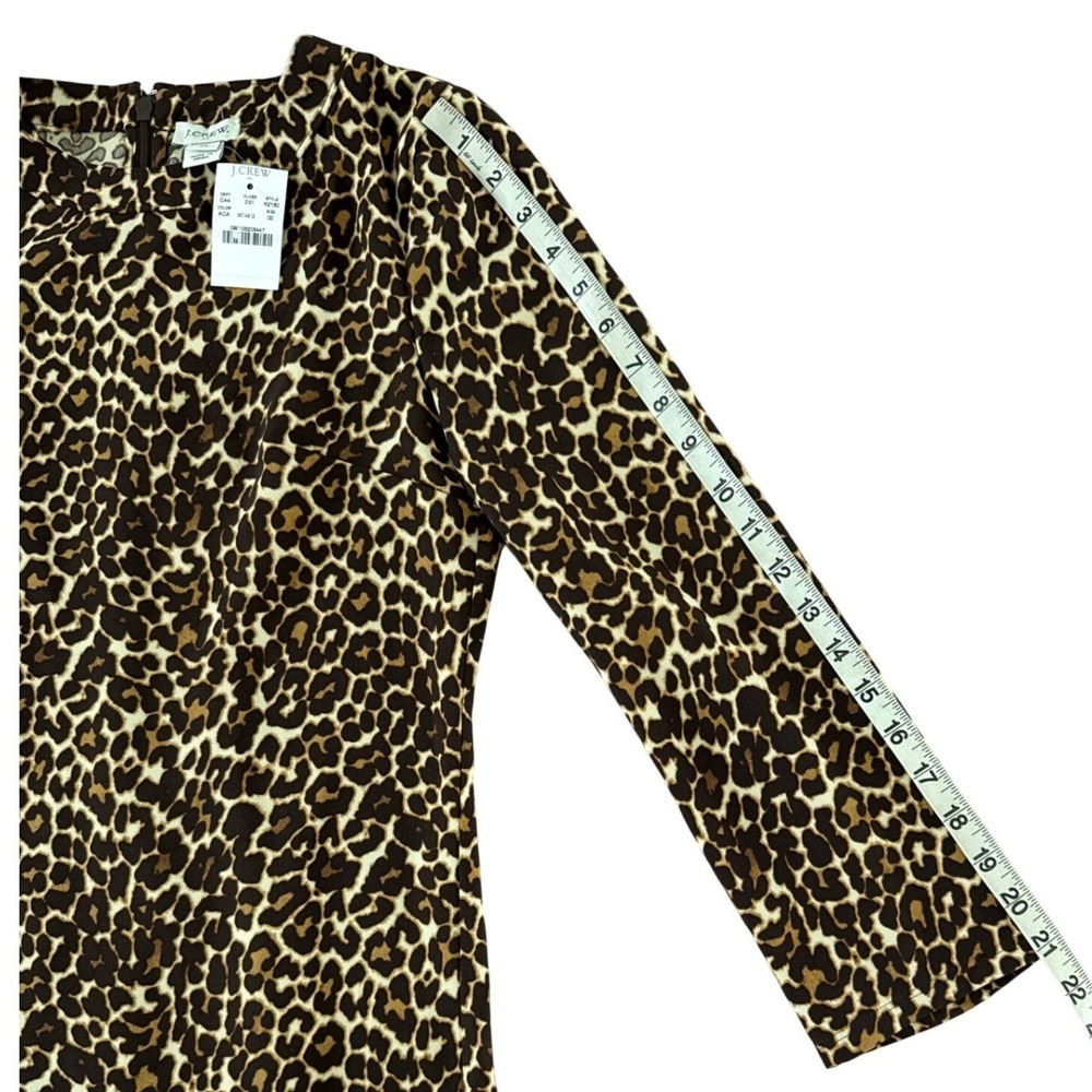 J.Crew Crepe Shift Mini Dress Animal Print Leopard K2150 Size 00 NWT Office - Picture 6 of 10